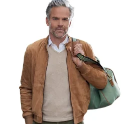 Blouson Teddy en cuir velours