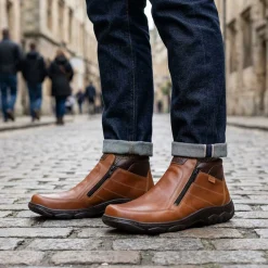 Boots cuir double zip