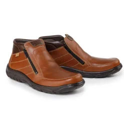 Boots cuir double zip