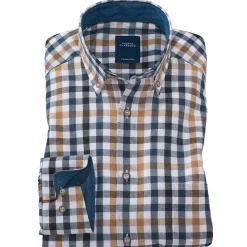Chemise droite carreaux coton lin