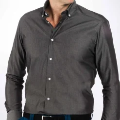 Chemise droite coton col boutonné