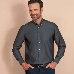 Chemise droite coton col boutonné
