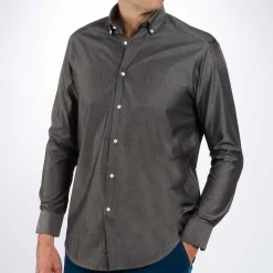 Chemise droite coton col boutonné