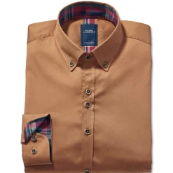 Chemise droite coton col boutonné col contrasté