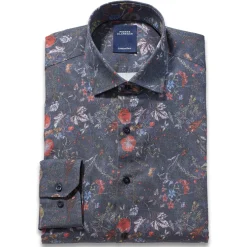 Chemise droite coton imprimé fleur