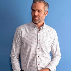 Chemise droite coton imprimé triangle col boutonné
