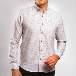 Chemise droite coton imprimé triangle col boutonné