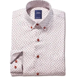 Chemise droite coton imprimé triangle col boutonné