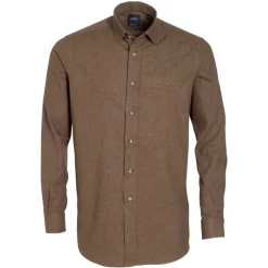 Chemise droite flanelle col boutonnage caché uni