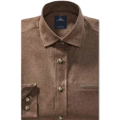 Chemise droite flanelle col boutonnage caché uni