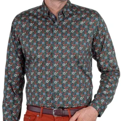 Chemise droite imprimé floral col boutonnage caché
