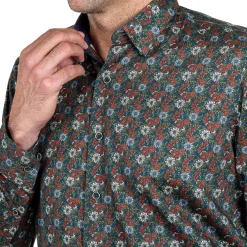 Chemise droite imprimé floral col boutonnage caché