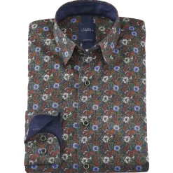 Chemise droite imprimé floral col boutonnage caché