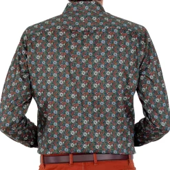 Chemise droite imprimé floral col boutonnage caché