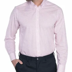 Chemise droite imprimé micro motif col boutonné