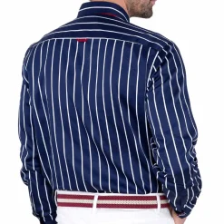 Chemise droite rayure nautique col boutonné