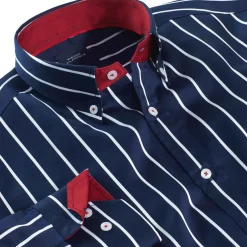 Chemise droite rayure nautique col boutonné