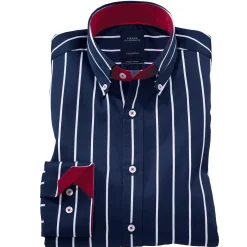 Chemise droite rayure nautique col boutonné