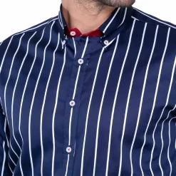 Chemise droite rayure nautique col boutonné