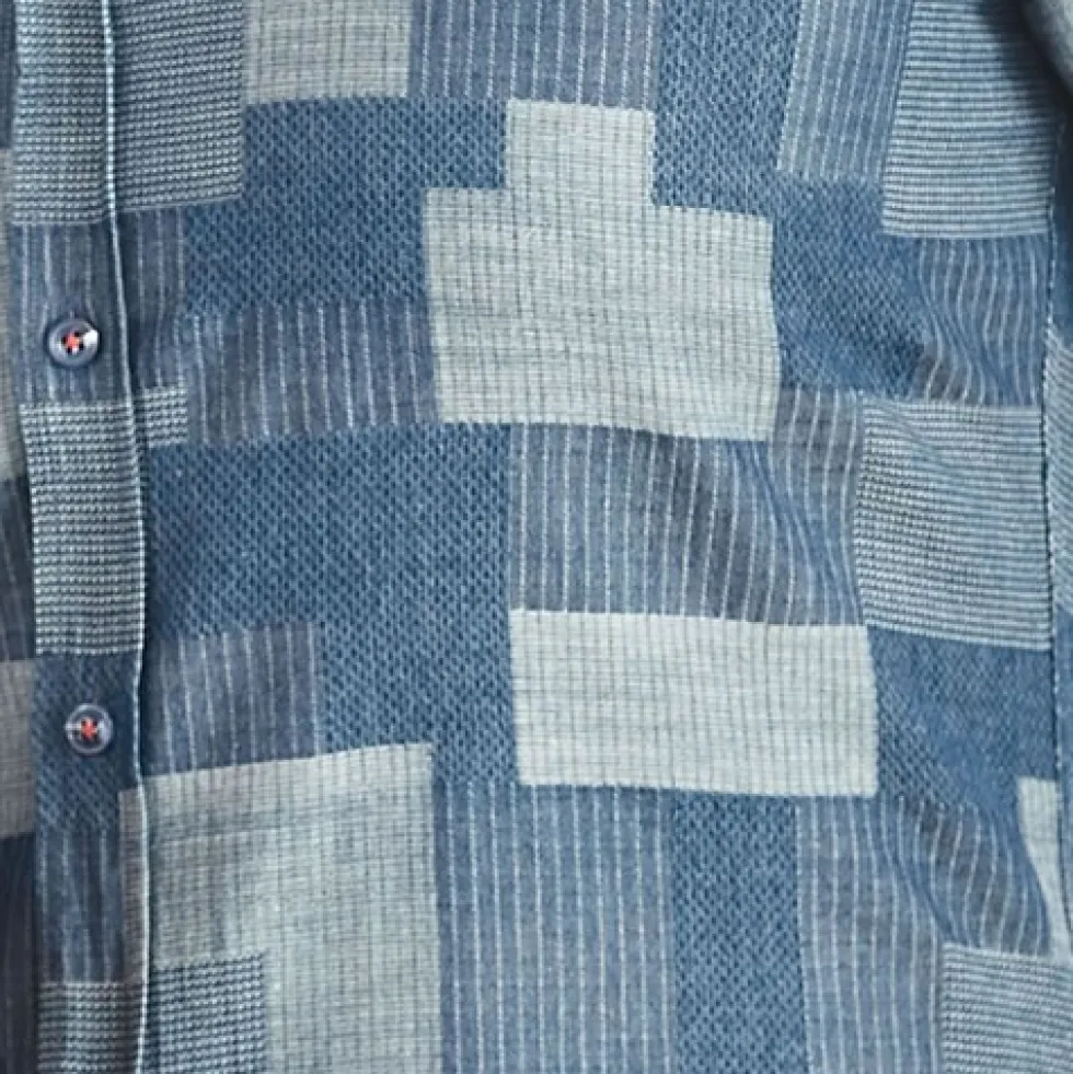 Chemise patchwork denim-style