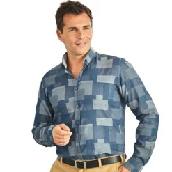 Chemise patchwork denim-style