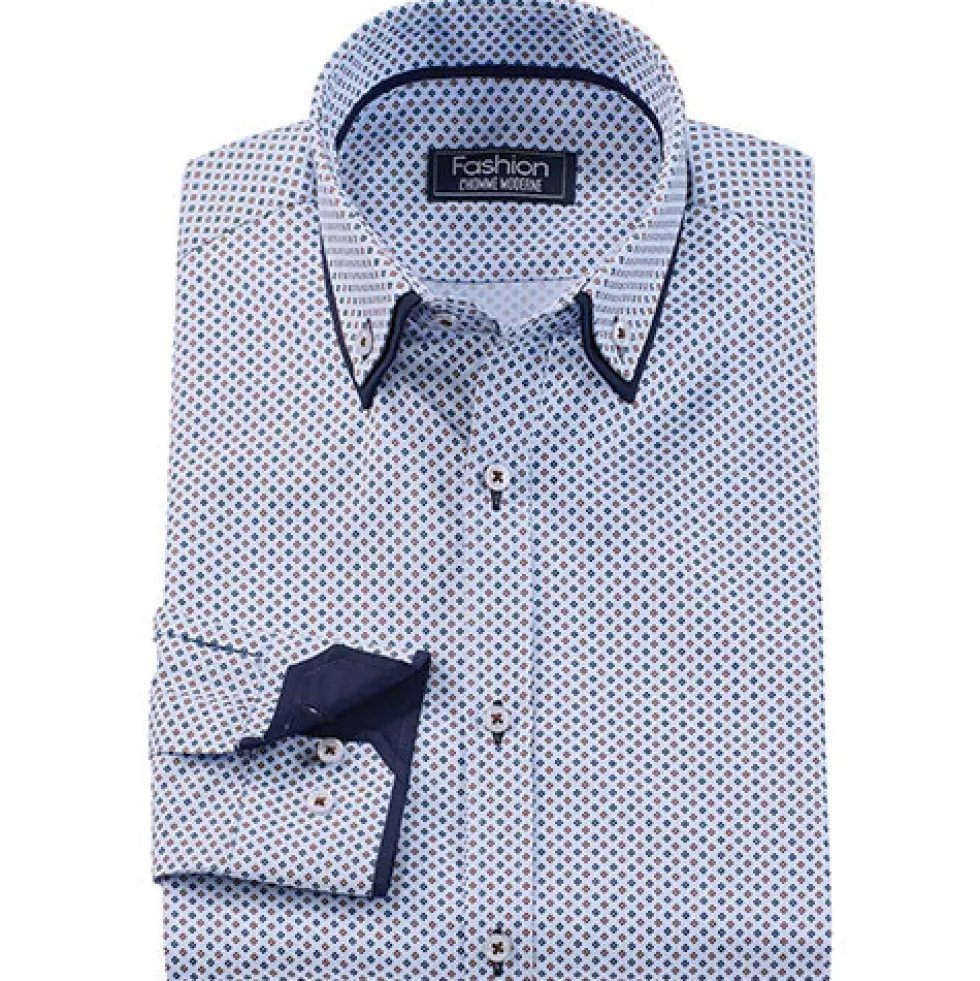 Chemise été Fashion-Class micro-losanges