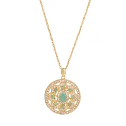 Collier-médaillon « fleur d’émeraudes »
