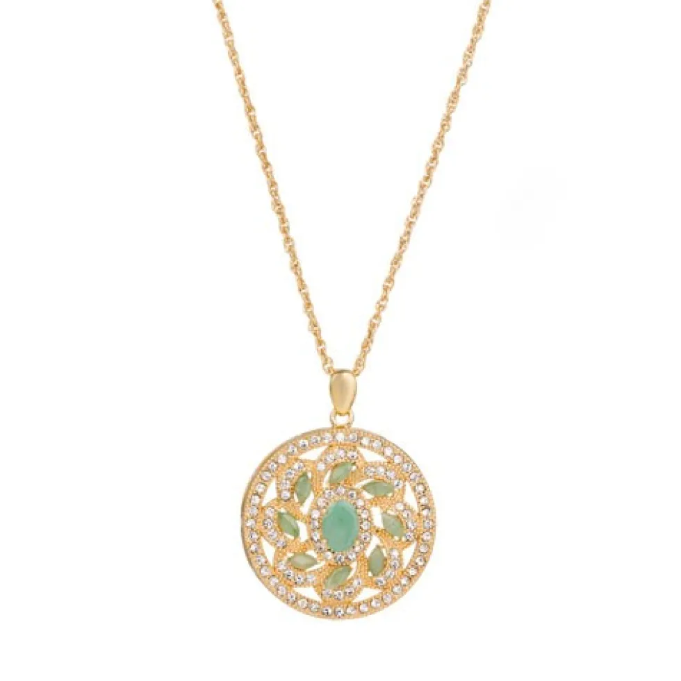 Collier-médaillon « fleur d’émeraudes »
