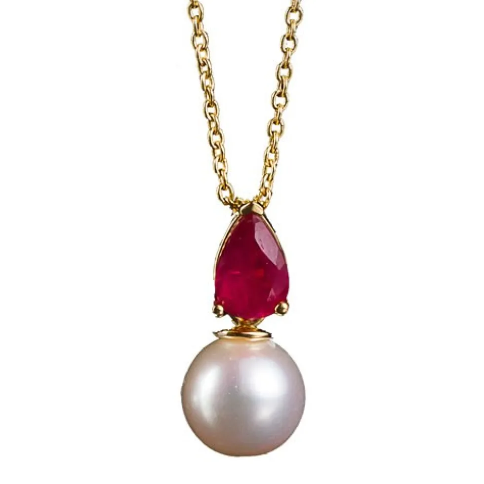Collier perle & rubis
