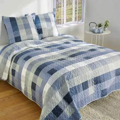 Couvre-lit microfibre "bleu horizon"