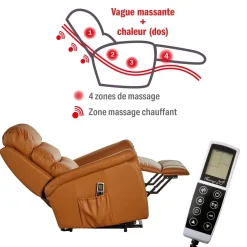 Fauteuil releveur massant/chauffant cuir
