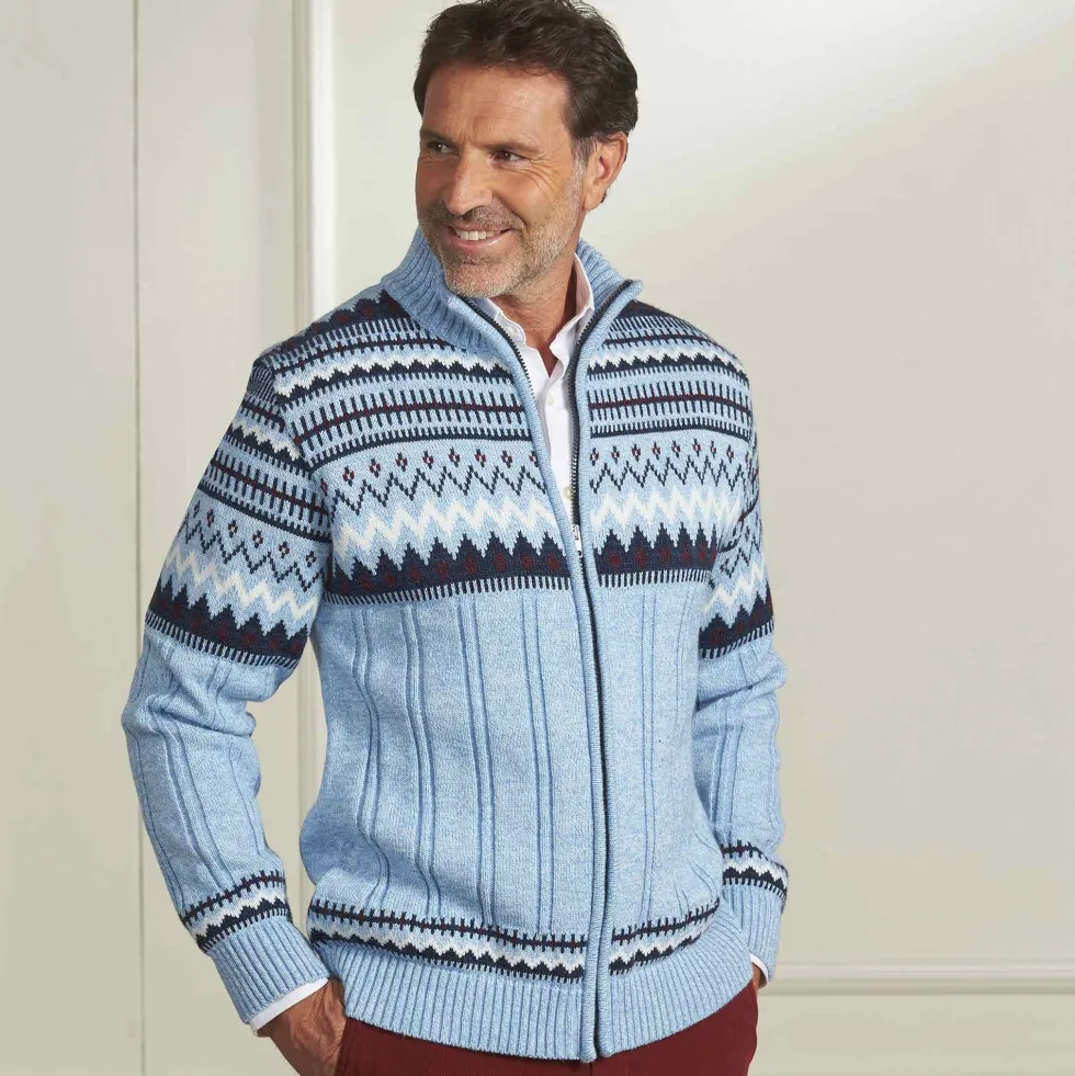 Gilet jacquard bleu glacier