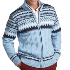 Gilet jacquard bleu glacier