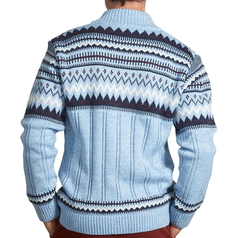 Gilet jacquard bleu glacier