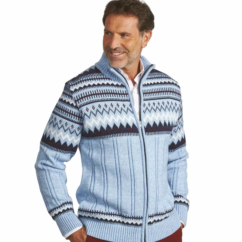 Gilet jacquard bleu glacier