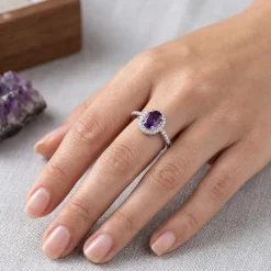 La bague argent et améthyste