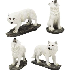 Les 4 figurines loups blancs