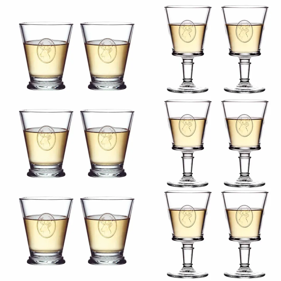 Les 6 verres à eau + les 6 verres à vin Grand Cerf