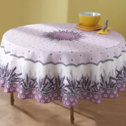 Nappe anti-taches bouquet de lavande ronde