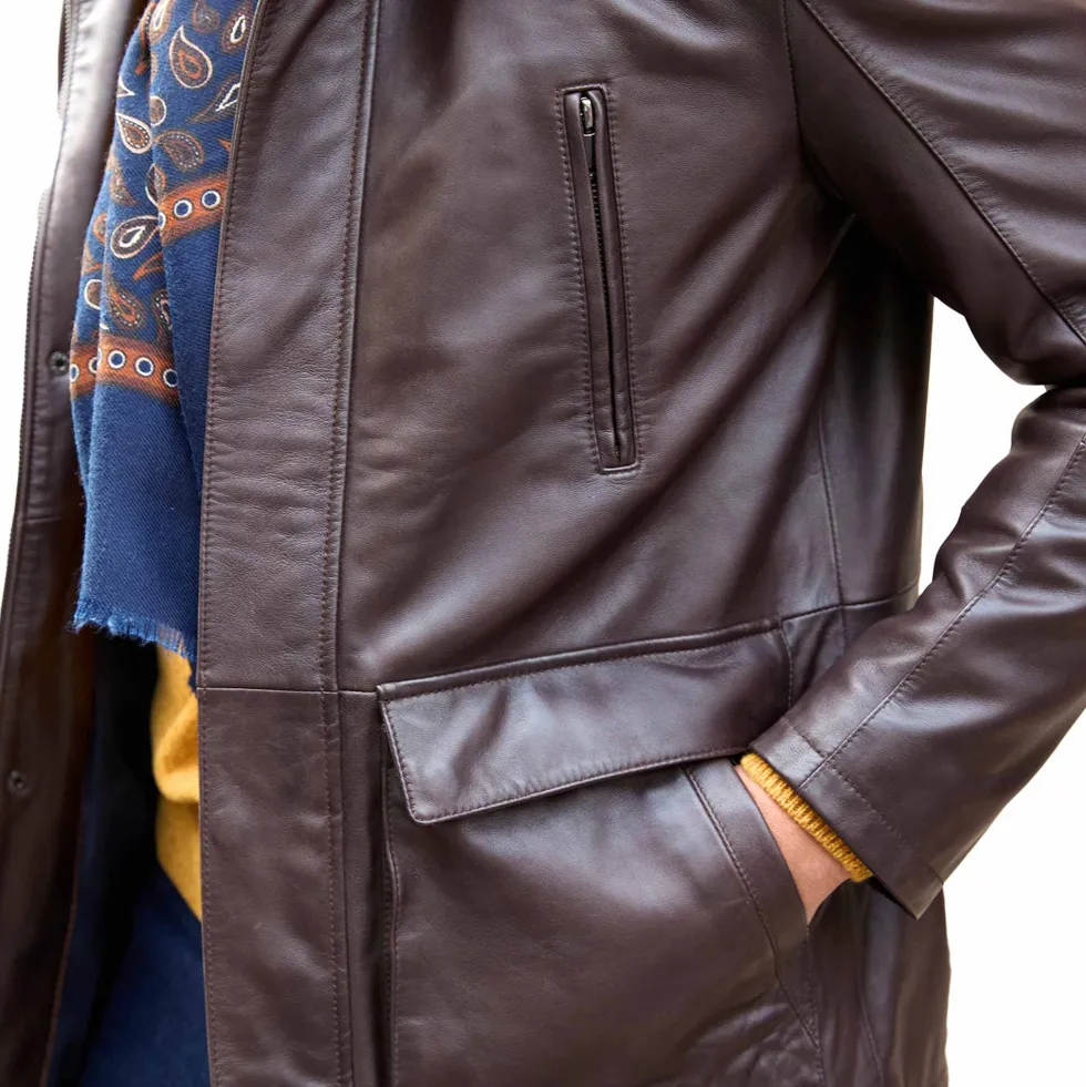 Parka cuir multipoche Pierre Clarence