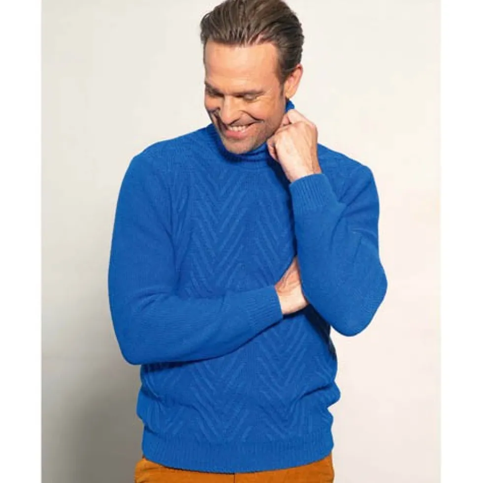 Pull col roulé torsades