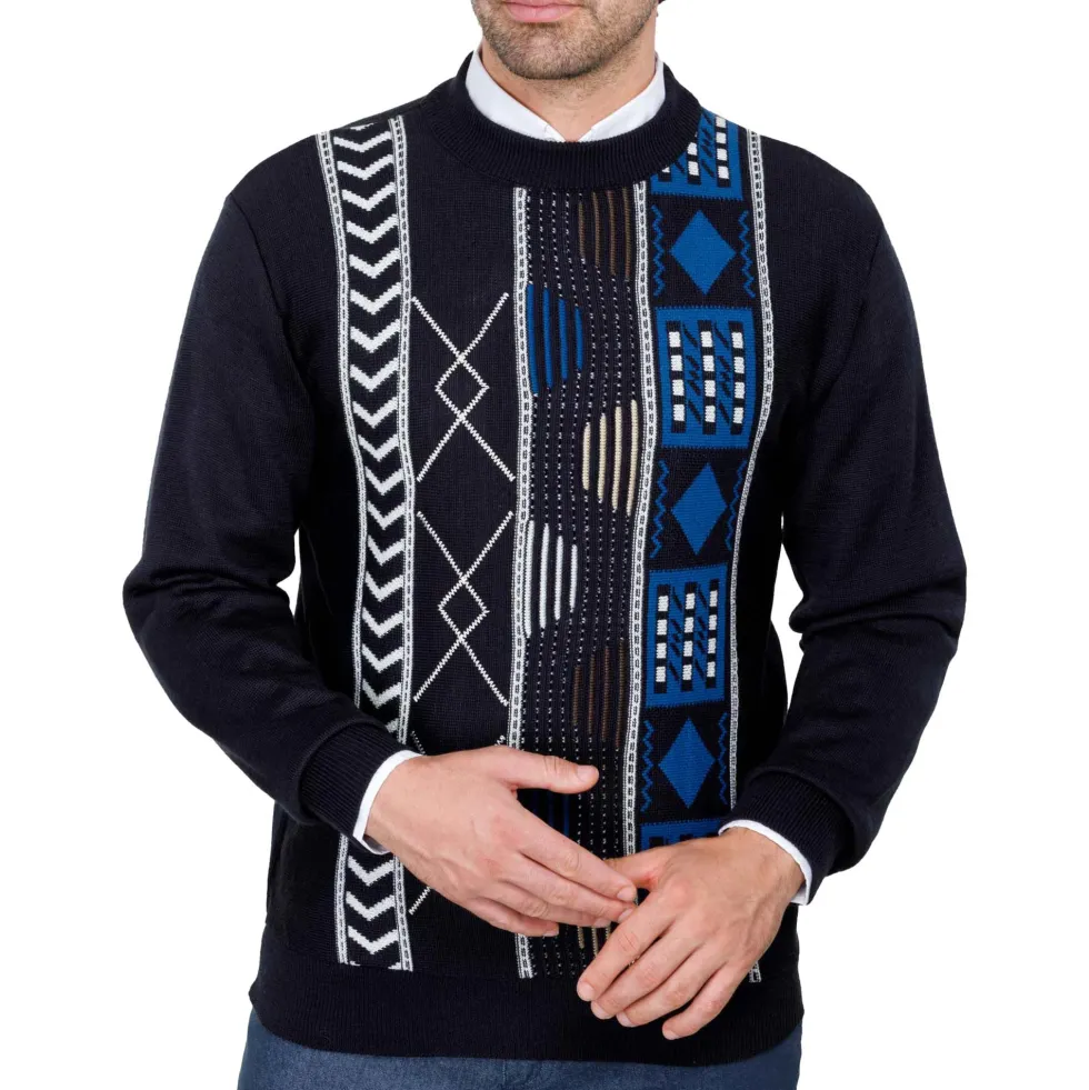 Pull jacquard géométrique