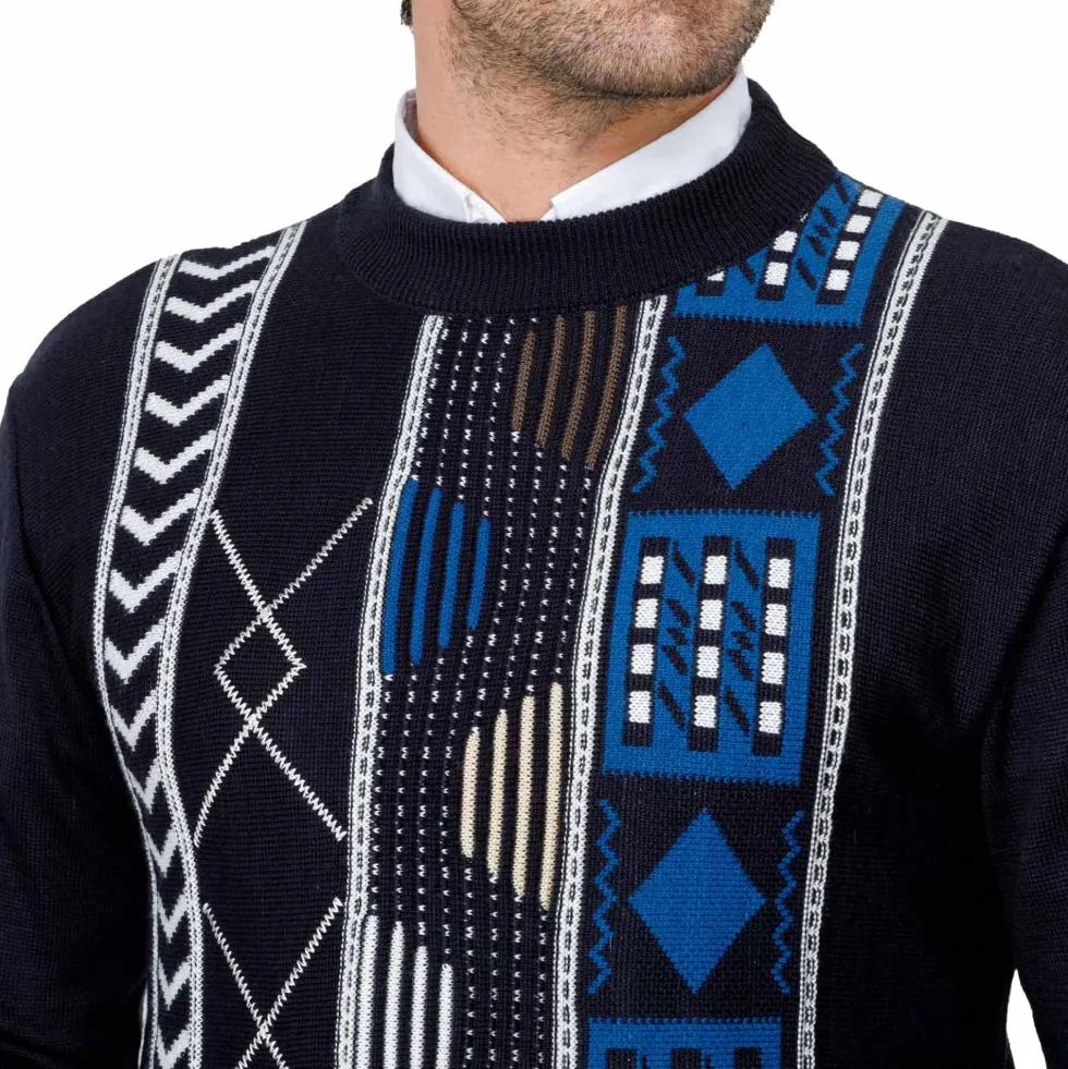 Pull jacquard géométrique