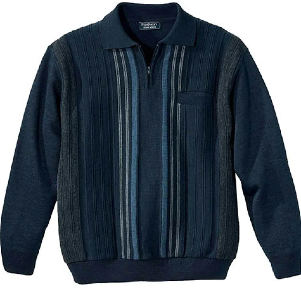 Pull jacquard zippé