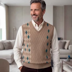 Pull sans manches jacquard