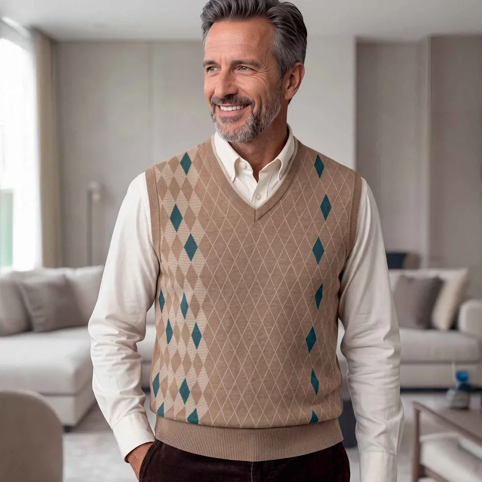 Pull sans manches jacquard
