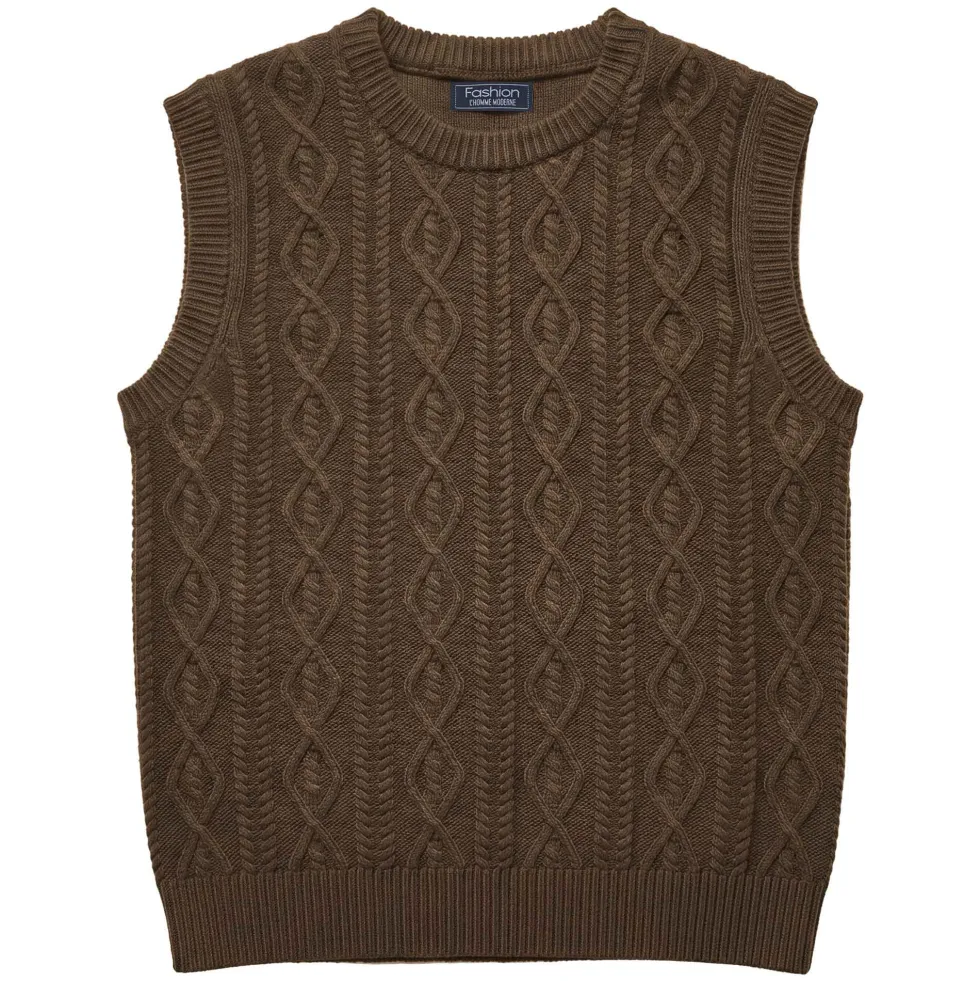 Pull sans manches torsades