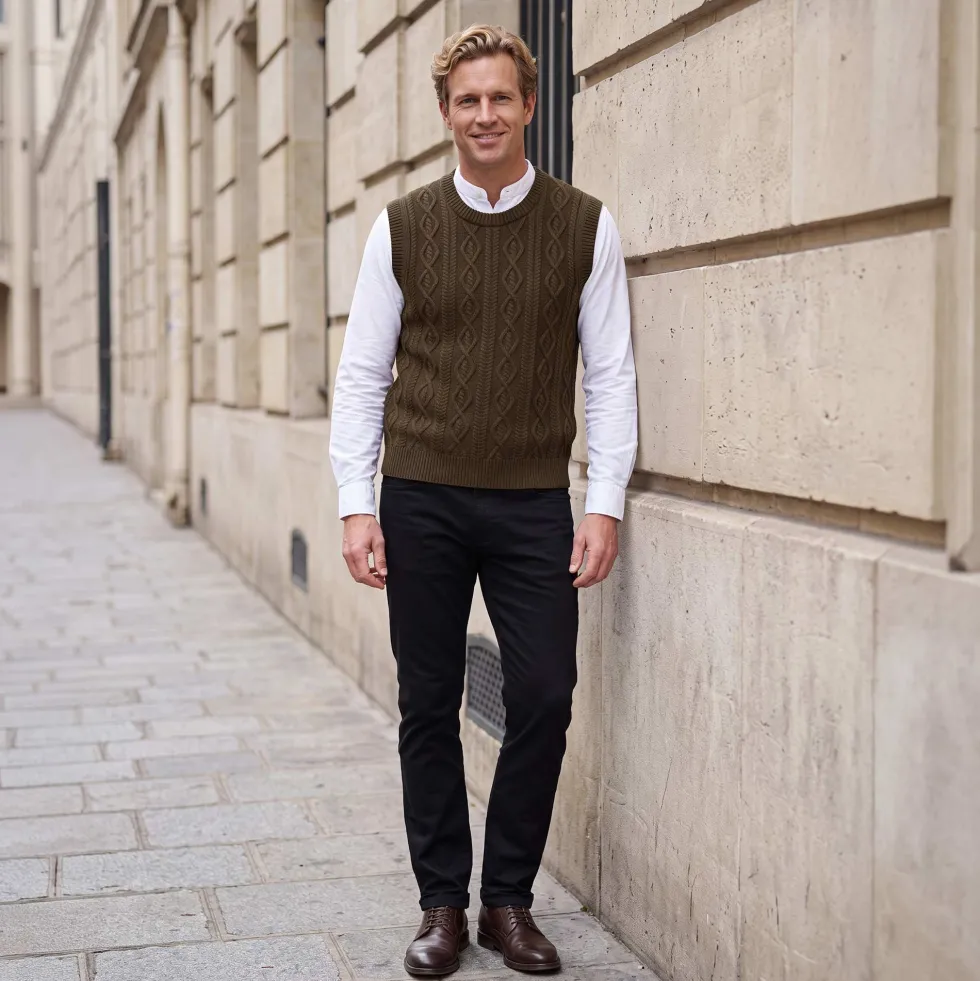 Pull sans manches torsades