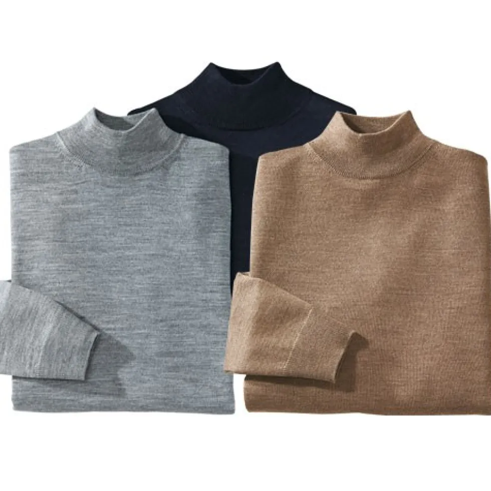 Pulls cols cheminée mérinos - les 3