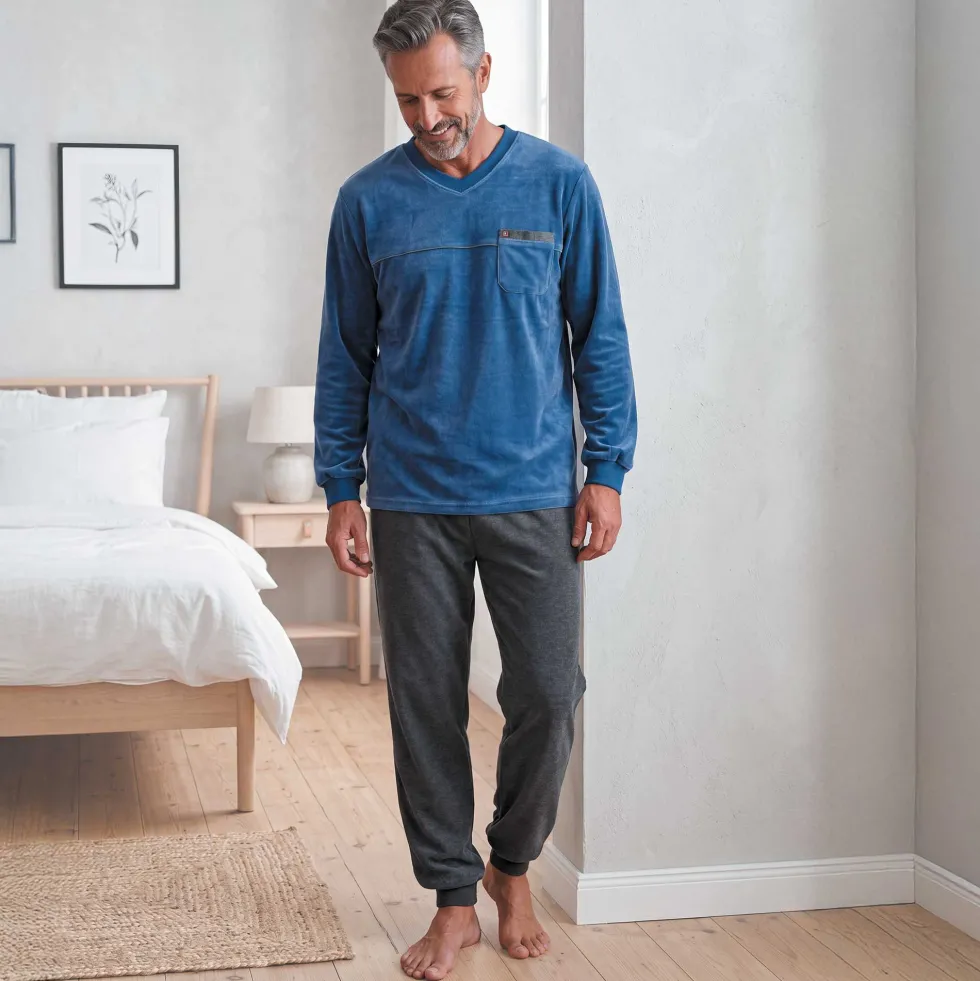 Pyjama velours bicolore